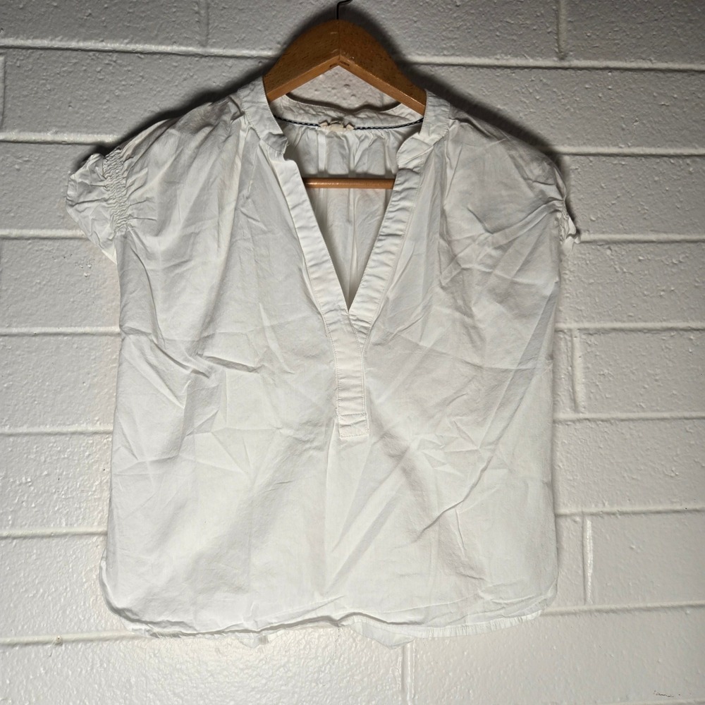 Pilcro White Short-Sleeve V-Neck Peasant Blouse